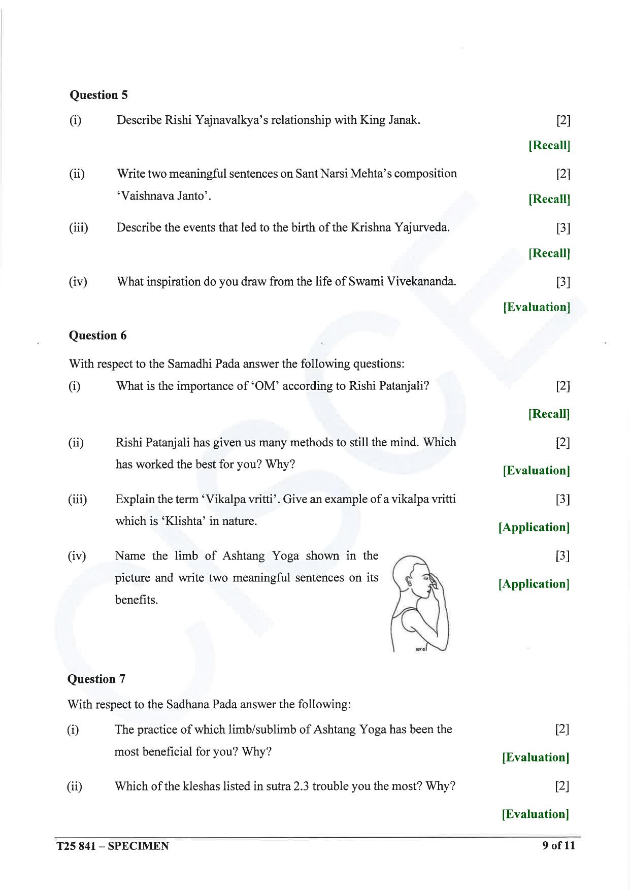 ICSE Class 10 2025 Yoga (QP & MS) Specimen Paper - Page 9