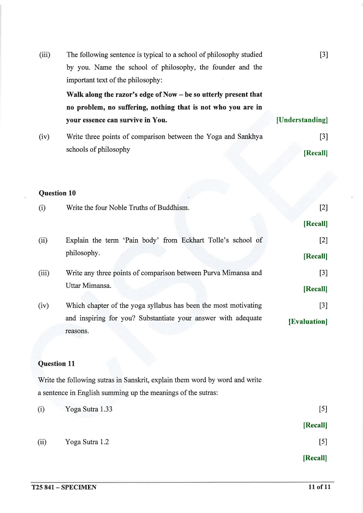 ICSE Class 10 2025 Yoga (QP & MS) Specimen Paper - Page 11