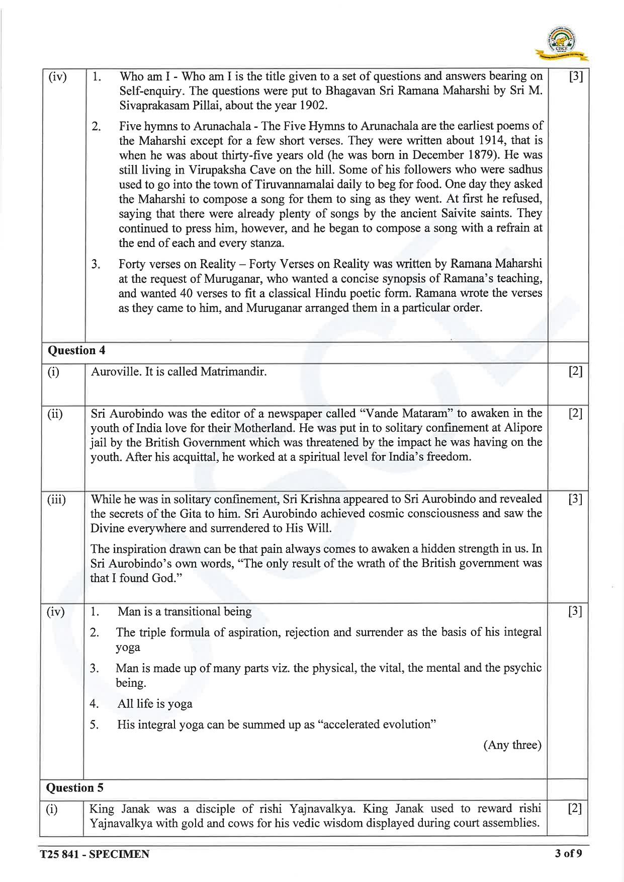 ICSE Class 10 2025 Yoga (QP & MS) Specimen Paper - Page 14