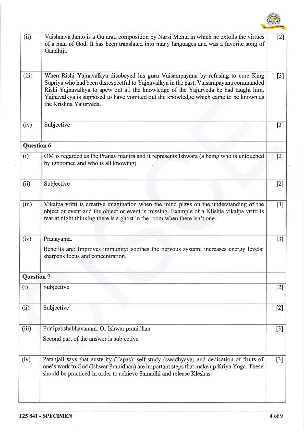 ICSE Class 10 2025 Yoga (QP & MS) Specimen Paper - Page 15
