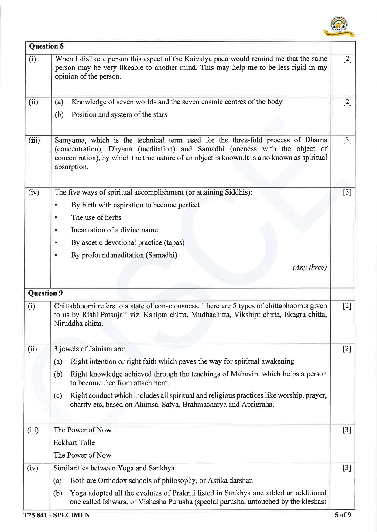 ICSE Class 10 2025 Yoga (QP & MS) Specimen Paper - Page 16