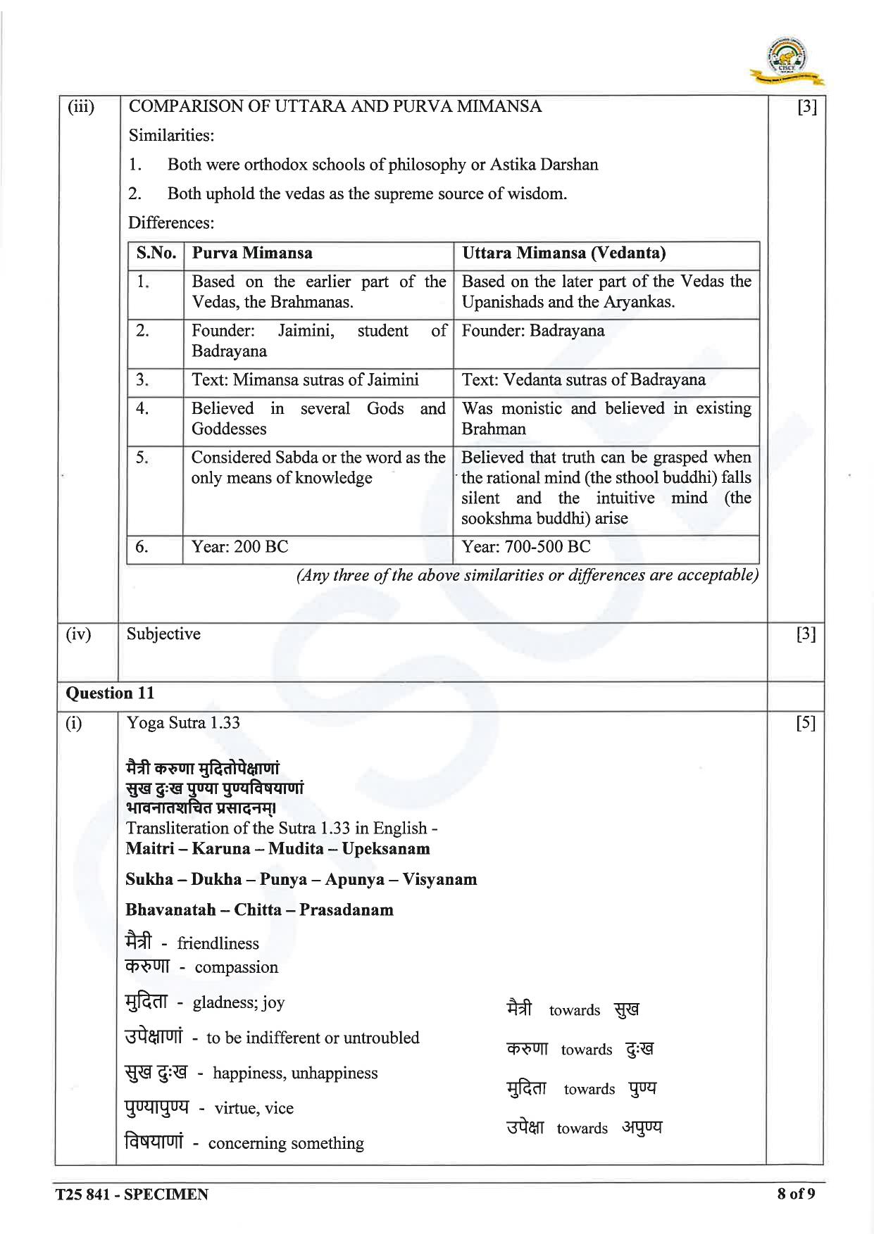 ICSE Class 10 2025 Yoga (QP & MS) Specimen Paper - Page 19