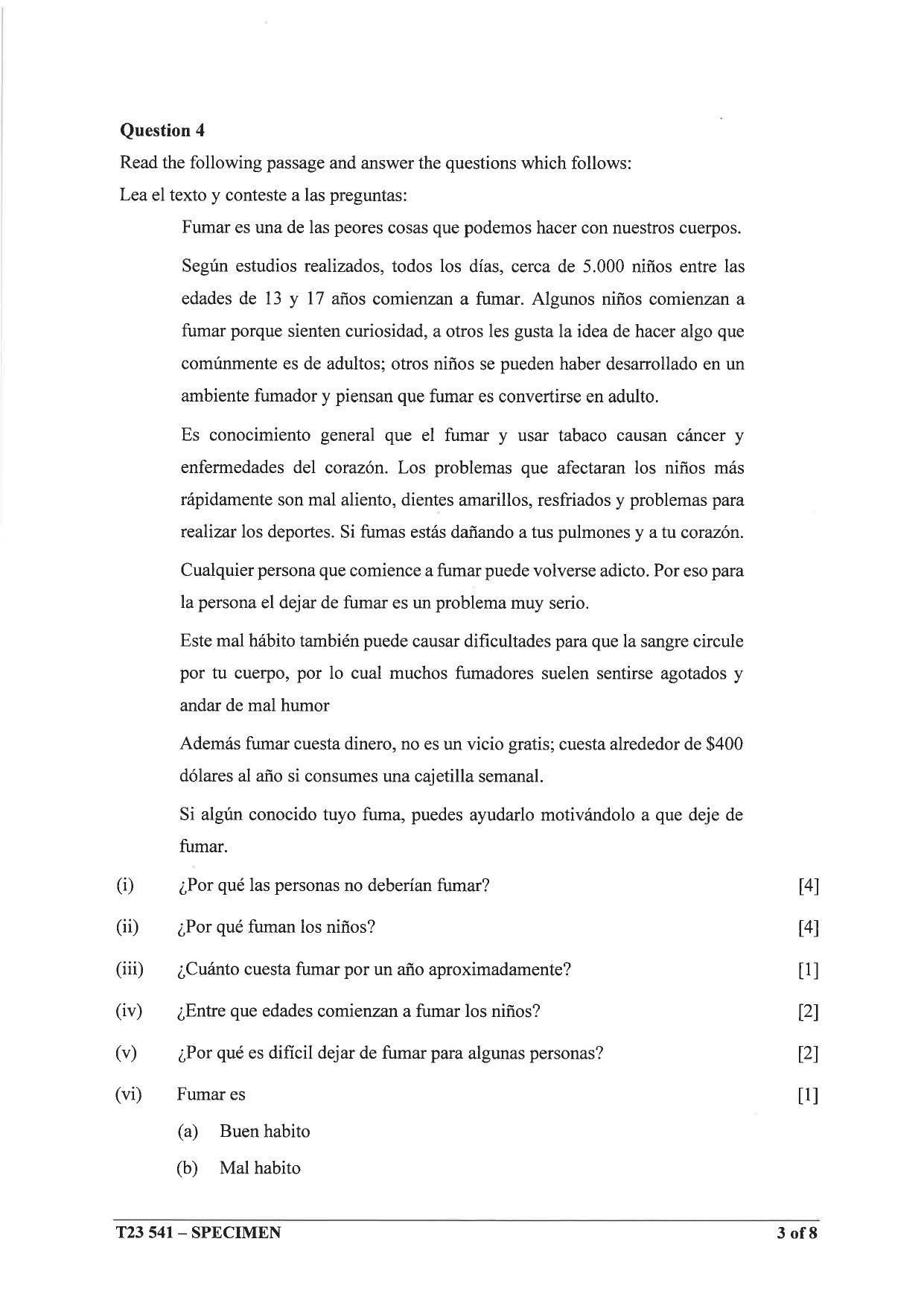 ICSE Class 10 Spanish (Group 3) Sample Paper 2023 - Page 3
