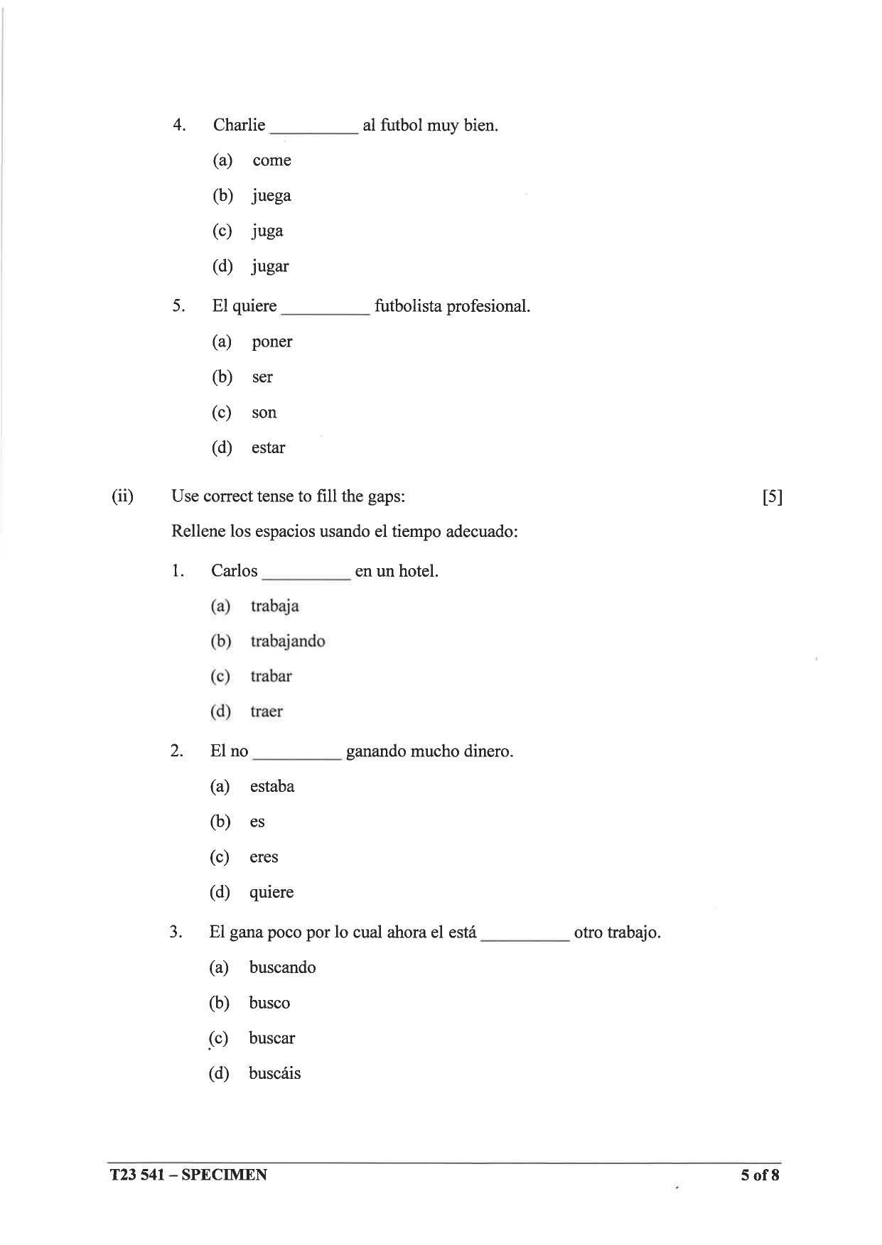 ICSE Class 10 Spanish (Group 3) Sample Paper 2023 - Page 5