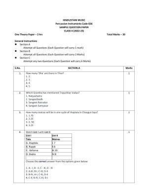CBSE Class 10 Hindustani Music (Percussion) Sample Papers 2023