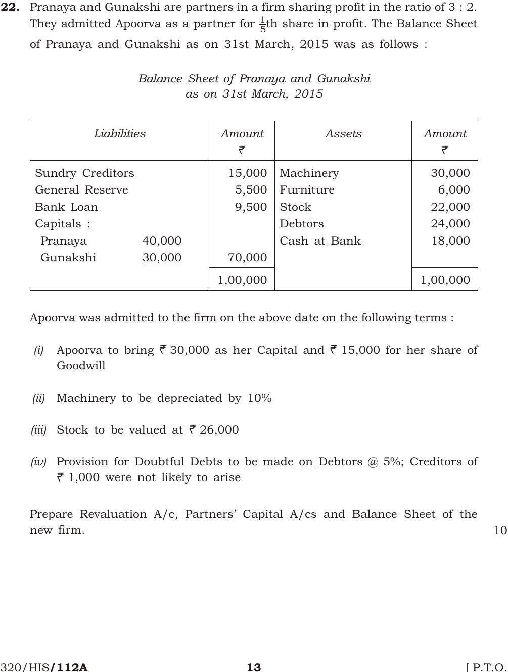NIOS April 2015 Class 12 Accountancy Question Paper - Page 13