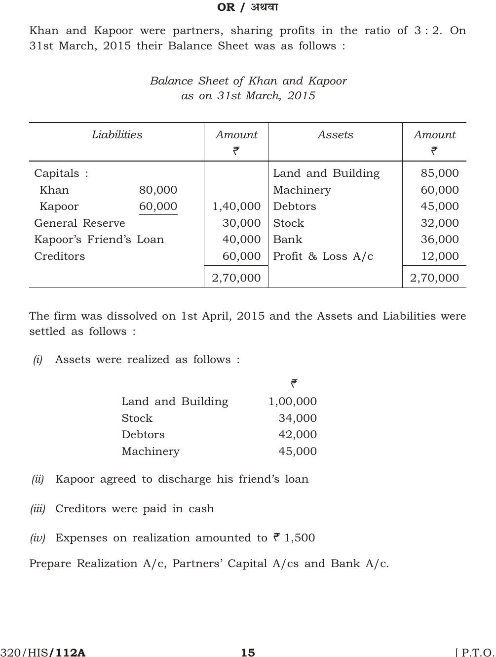 NIOS April 2015 Class 12 Accountancy Question Paper - Page 15