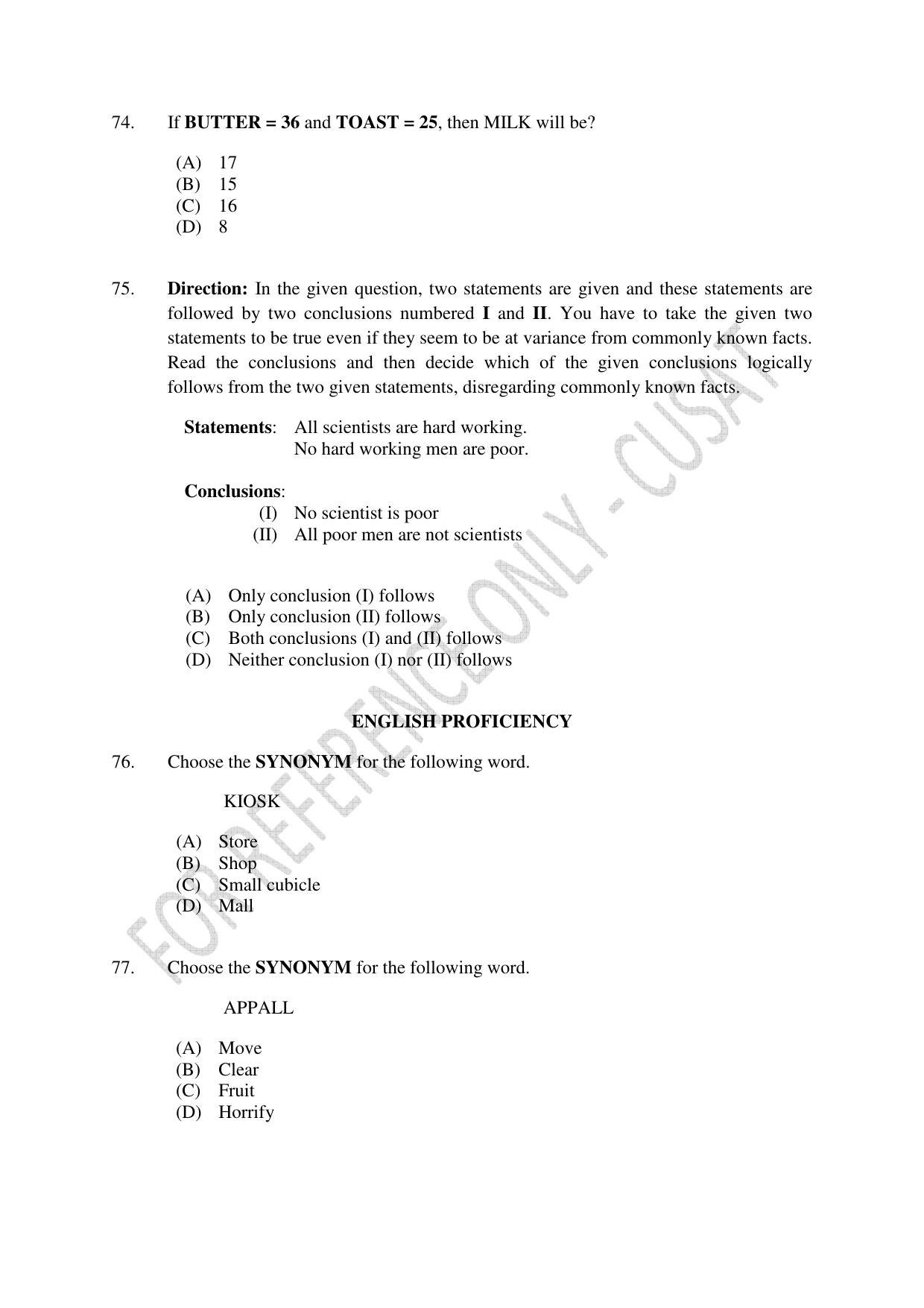CUSAT CAT 2023 3 YEAR LLB Question Paper - Page 15