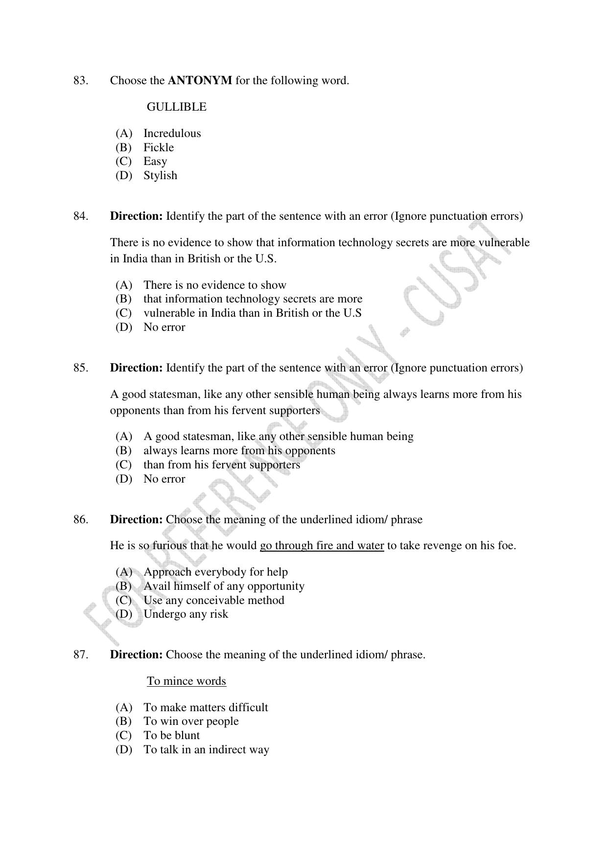 CUSAT CAT 2023 3 YEAR LLB Question Paper - Page 17