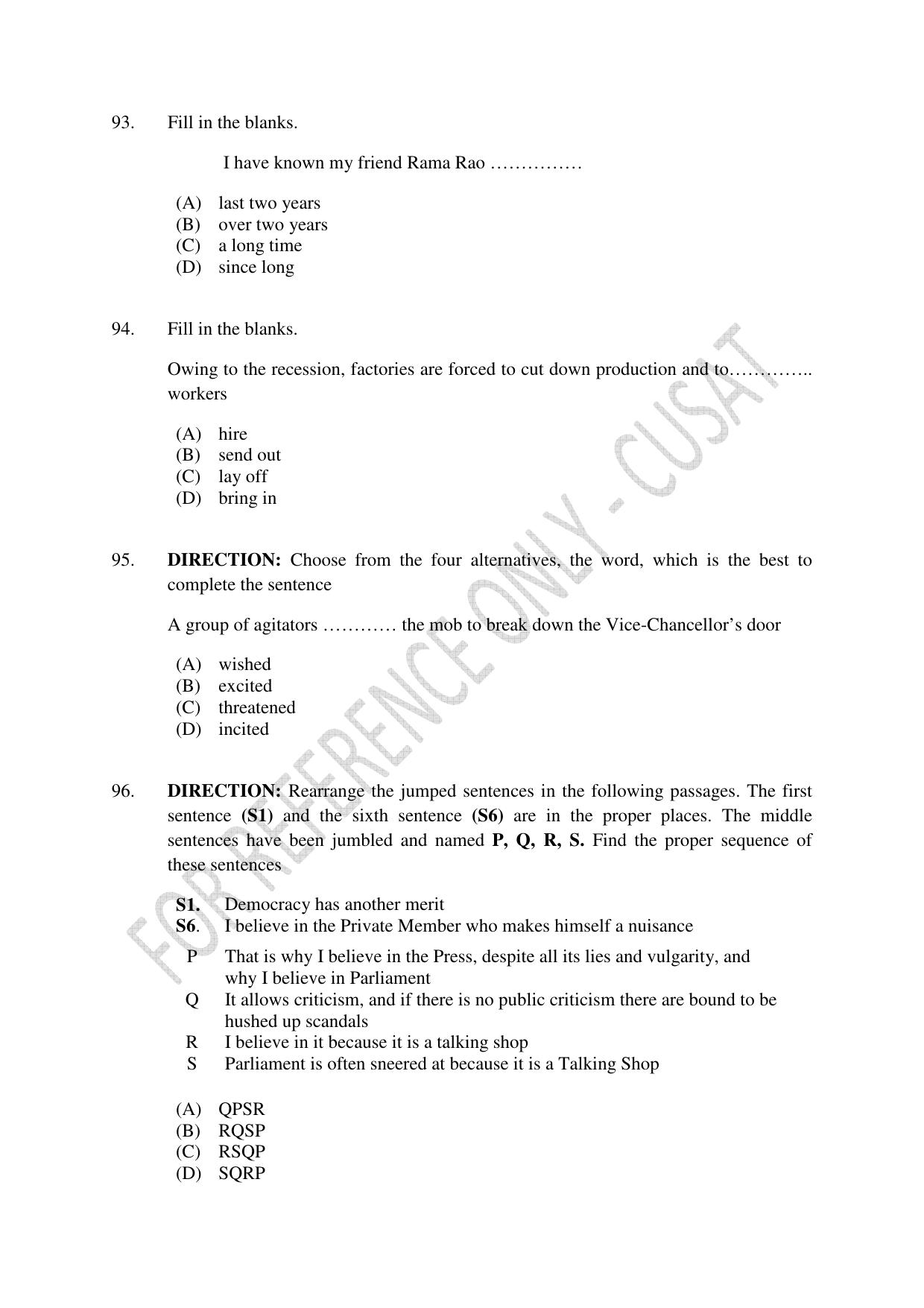 CUSAT CAT 2023 3 YEAR LLB Question Paper - Page 19