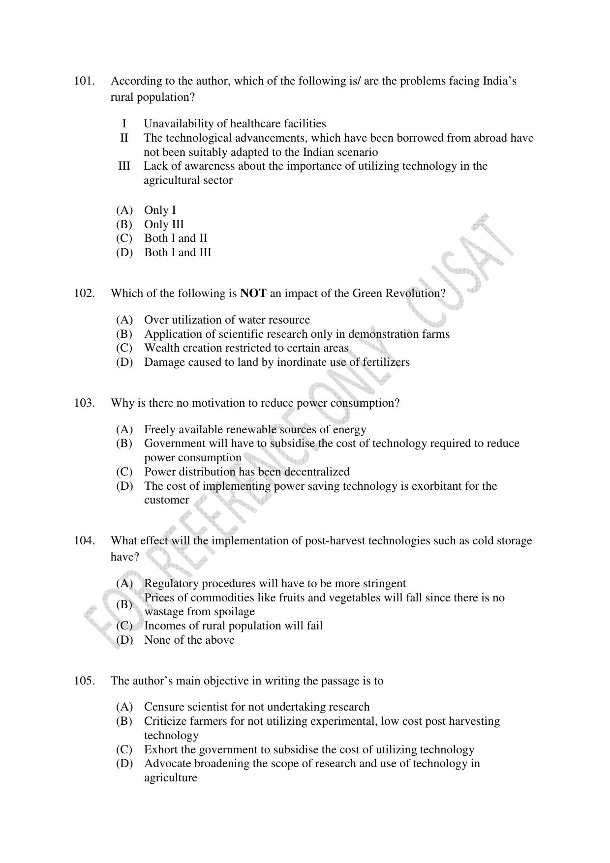 CUSAT CAT 2023 3 YEAR LLB Question Paper - Page 22
