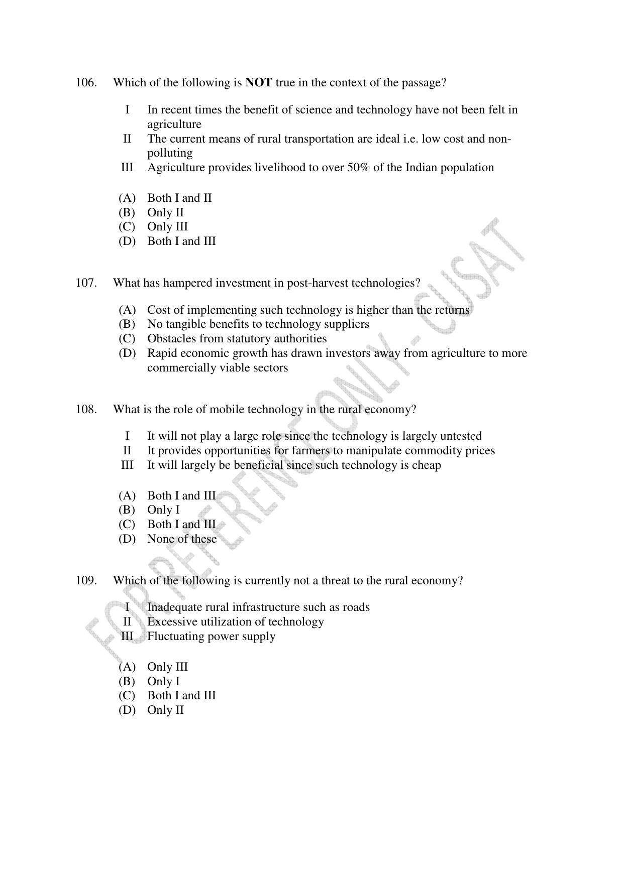 CUSAT CAT 2023 3 YEAR LLB Question Paper - Page 23
