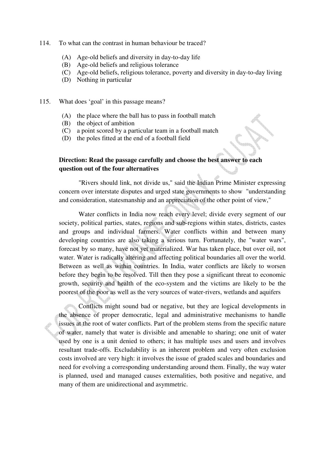 CUSAT CAT 2023 3 YEAR LLB Question Paper - Page 25