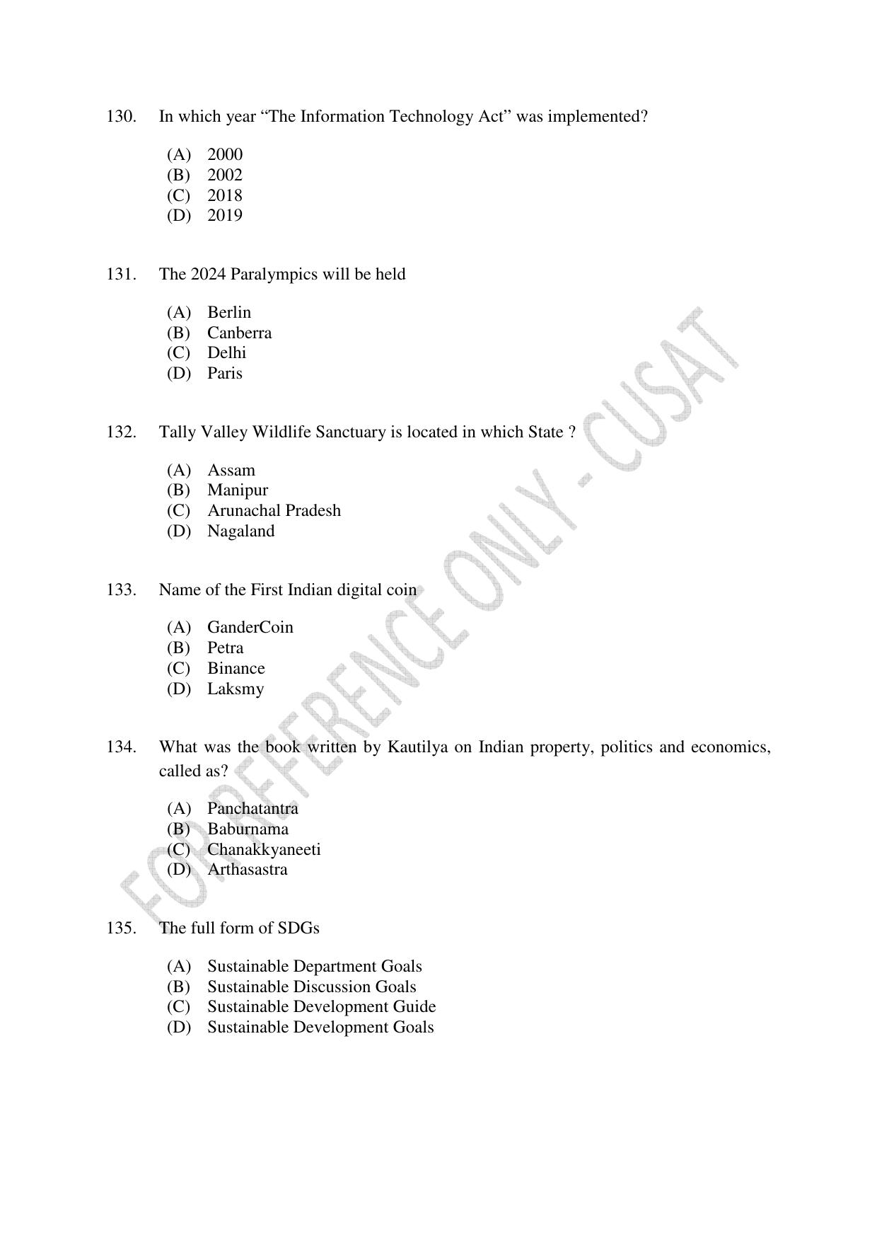 CUSAT CAT 2023 3 YEAR LLB Question Paper - Page 29