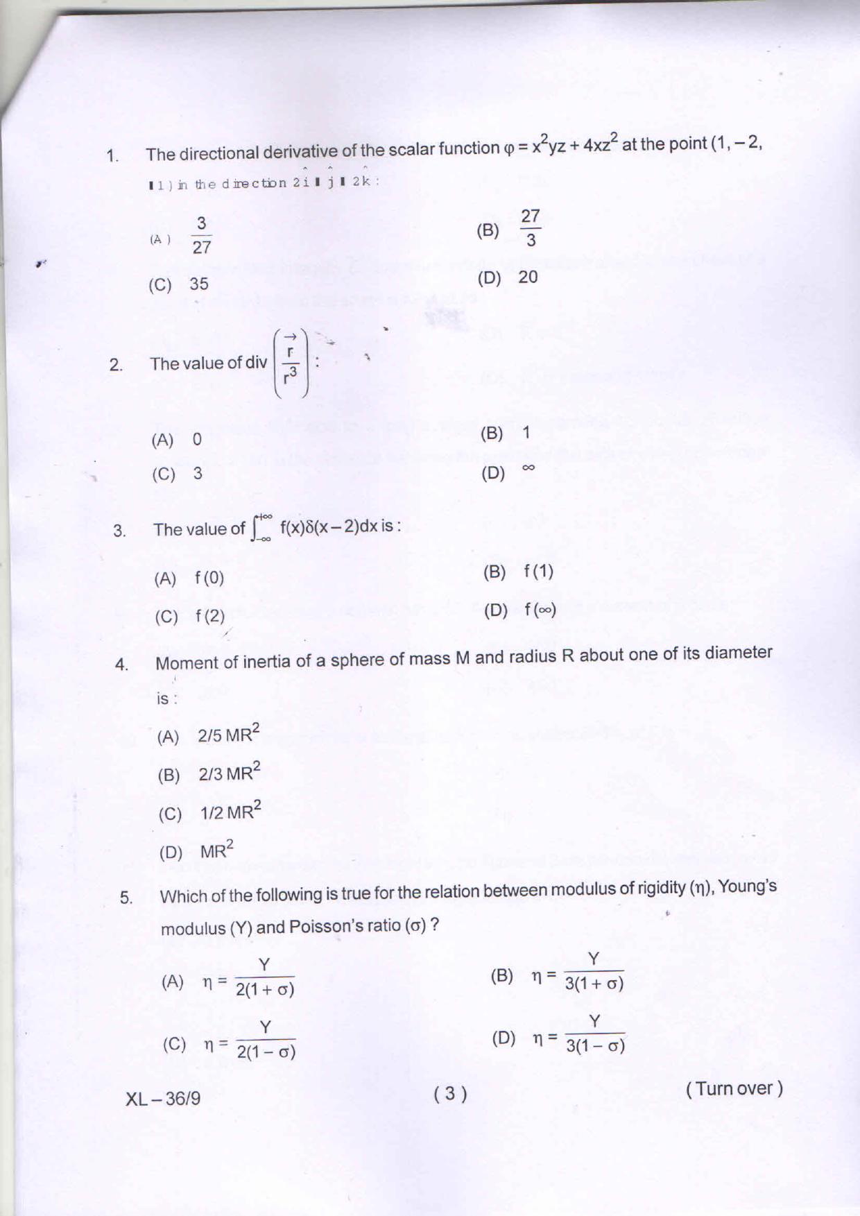 Odisha CPET PHYSICS 2020 Question Paper - Page 3