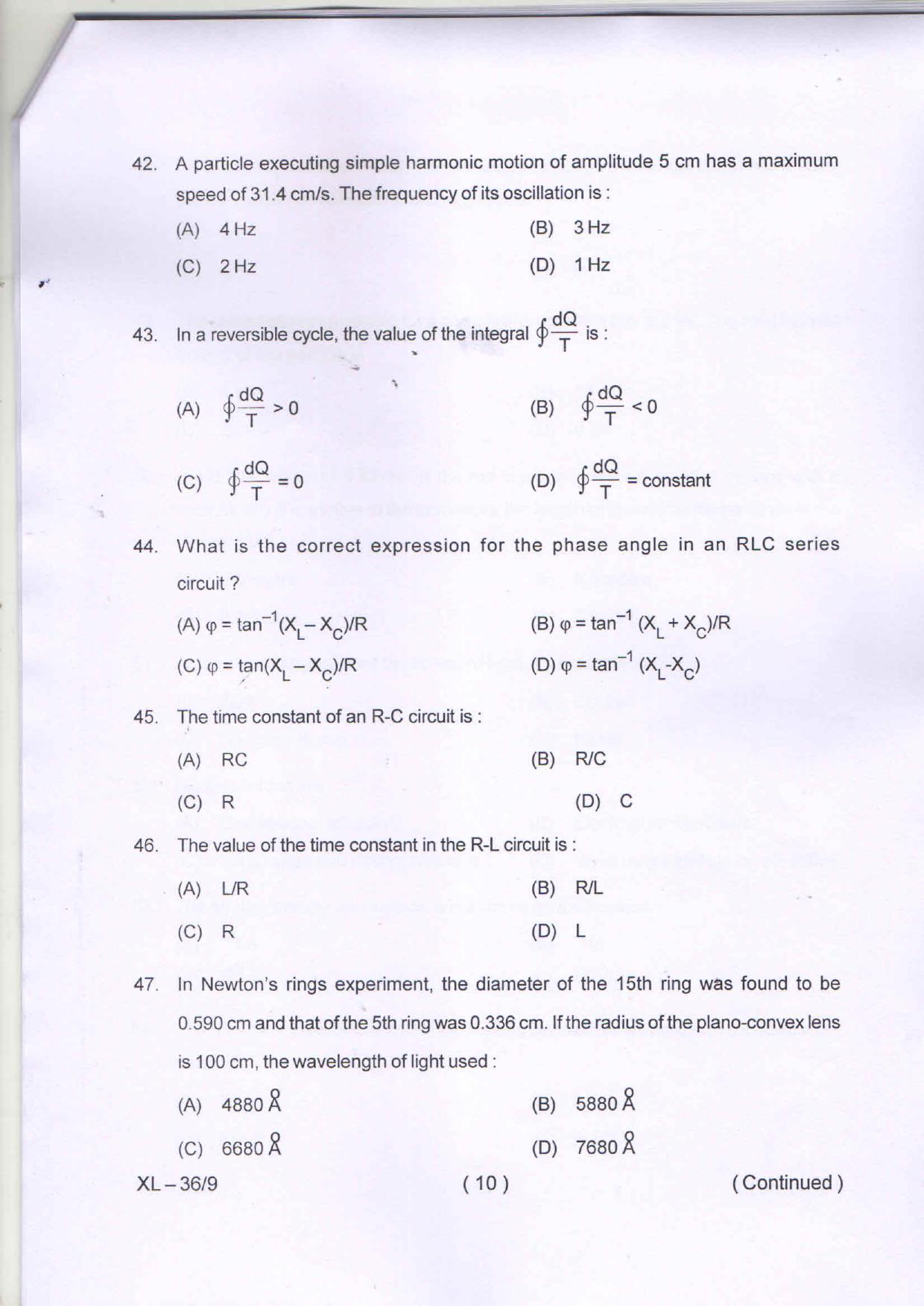 Odisha CPET PHYSICS 2020 Question Paper - Page 10