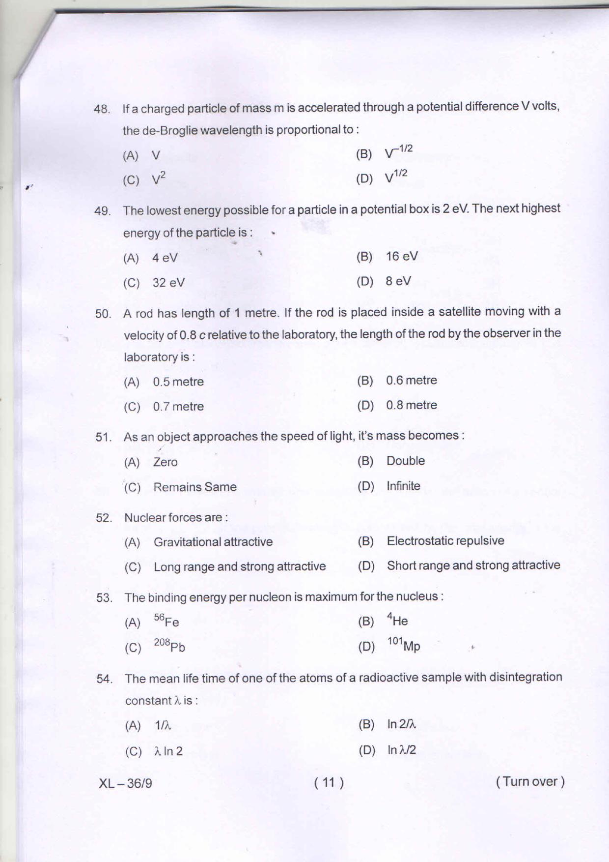 Odisha CPET PHYSICS 2020 Question Paper - Page 11