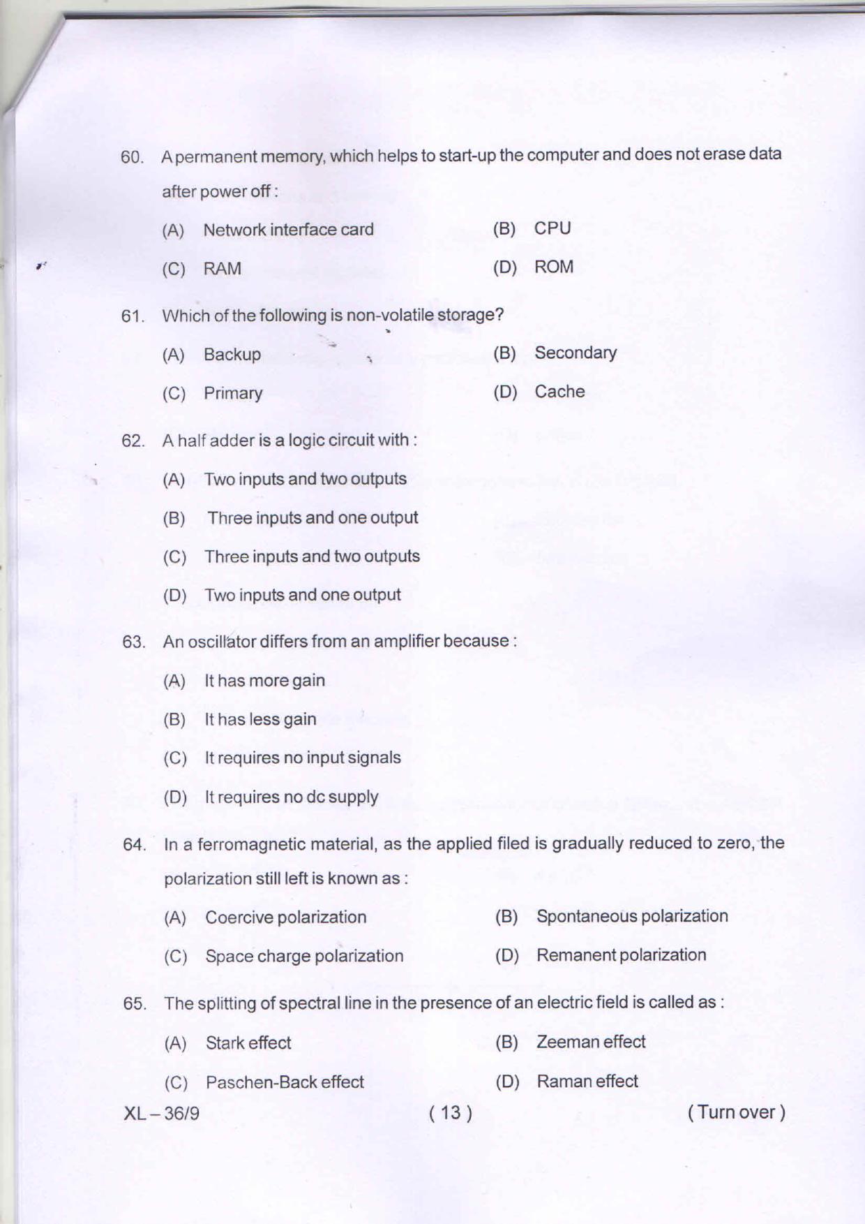 Odisha CPET PHYSICS 2020 Question Paper - Page 13