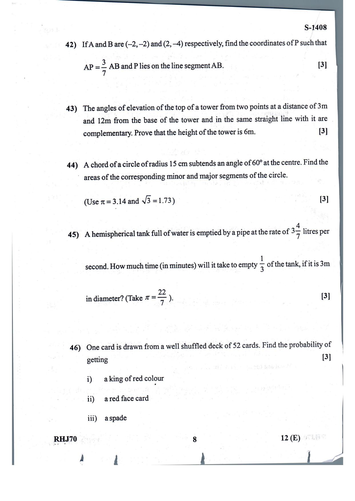 Gujarat Board Class 10th Standard Maths Eng Med July 2022 Question Paper - Page 8