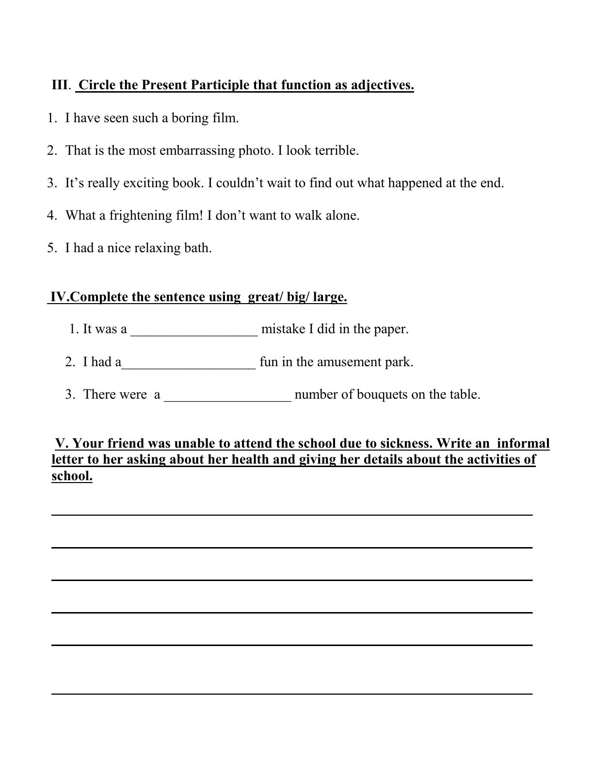 Worksheet for Class 4 English Assignment 63 - Page 2