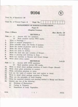 AP Inter 2nd Year Management of Horticulture Crops-II May-2019-Vocational Question Paper