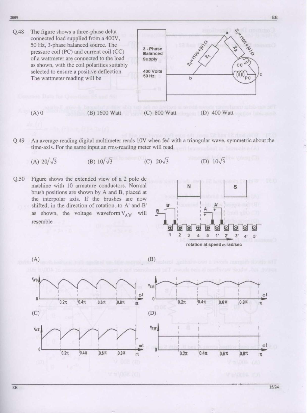 GATE 2009 Electrical Engineering (EE) Question Paper with Answer Key - Page 15