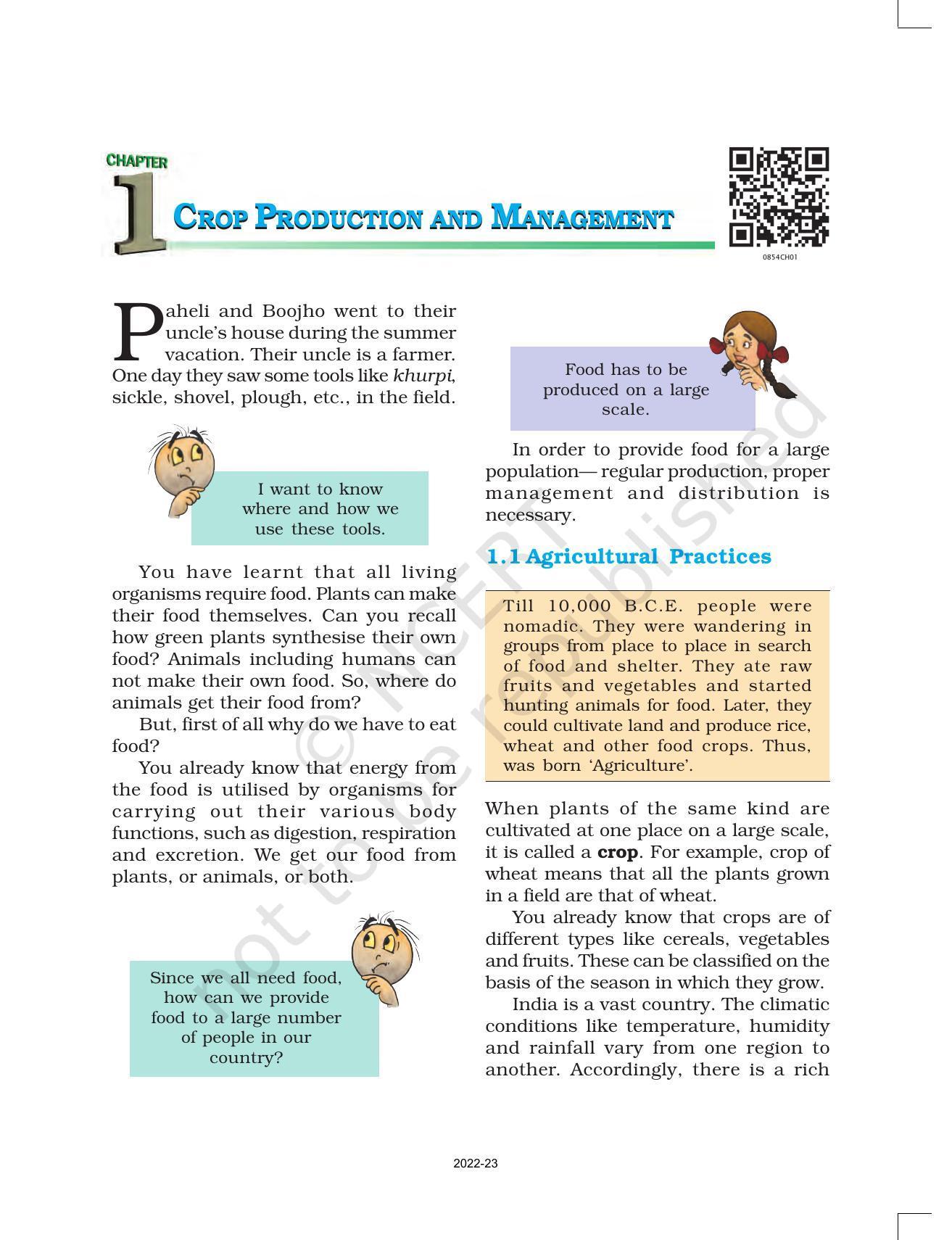 NCERT Book for Class 8 Science Chapter 1 Crop Production and Management - Page 1