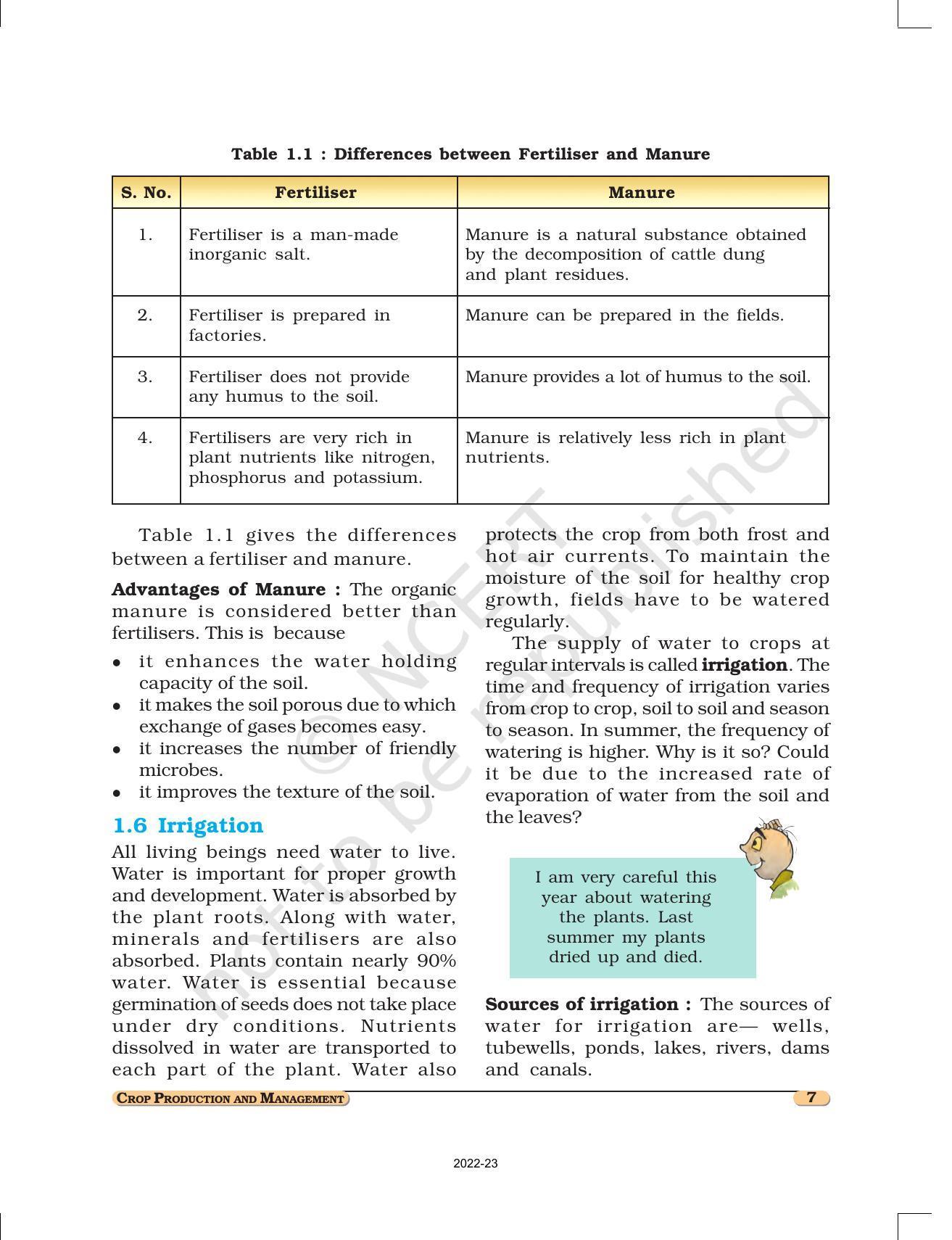 NCERT Book for Class 8 Science Chapter 1 Crop Production and Management - Page 7