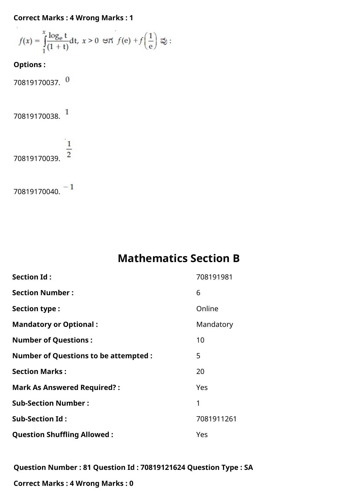 JEE Mains 2021: B.Arch Kannada	(Shift 2) 26-02-2021 Question Paper - Page 94