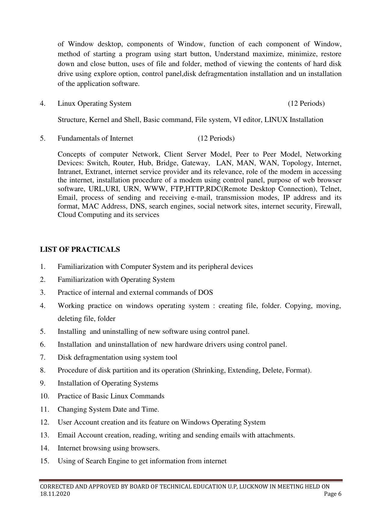 SYLLABUS FOR FIRST SEMESTER SESSION (2020-2021) - FOUR SEMESTER POST GRADUATE DIPLOMA COURSE IN COMPUTER APPLICATION - Page 6