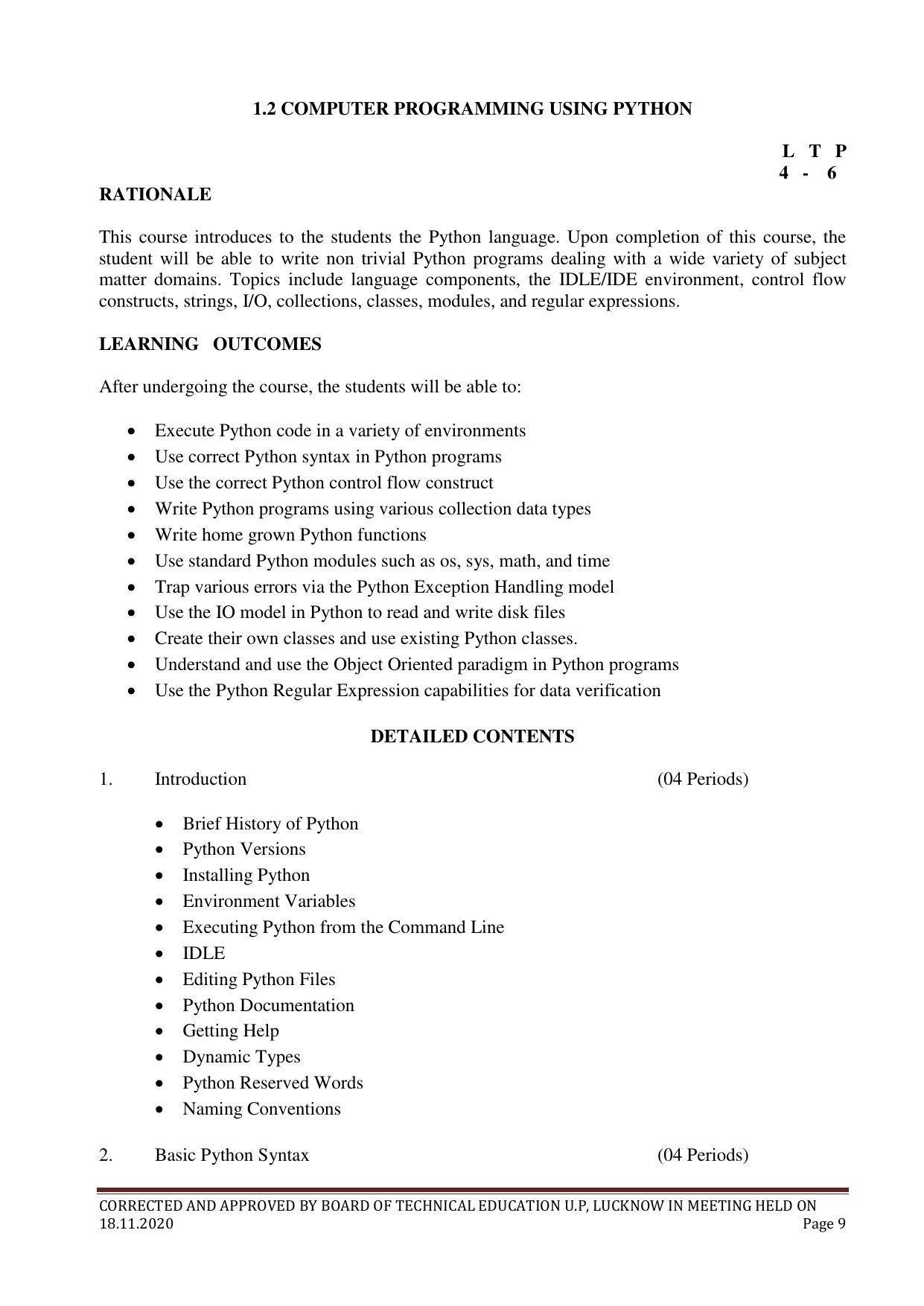 SYLLABUS FOR FIRST SEMESTER SESSION (2020-2021) - FOUR SEMESTER POST GRADUATE DIPLOMA COURSE IN COMPUTER APPLICATION - Page 9
