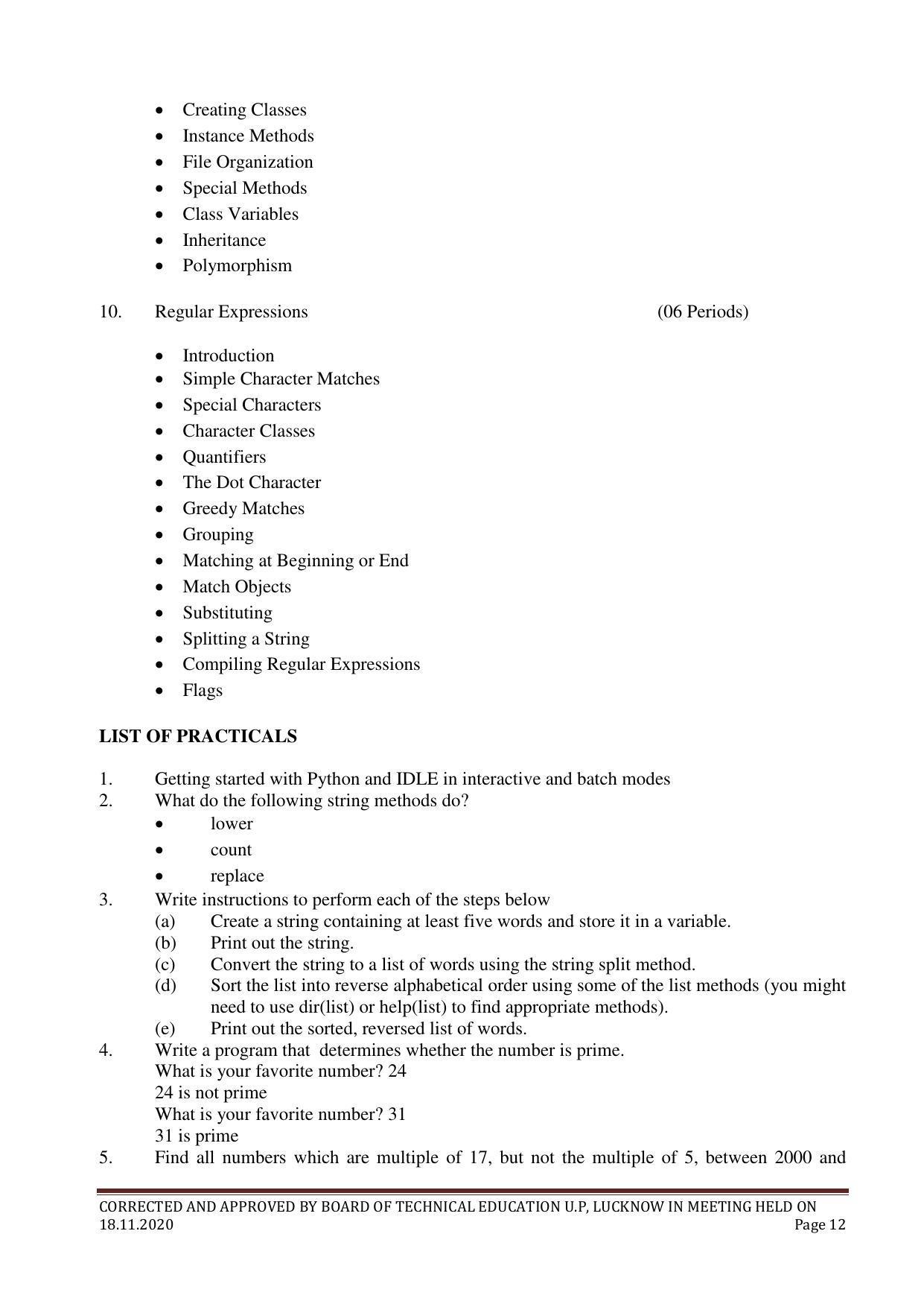 SYLLABUS FOR FIRST SEMESTER SESSION (2020-2021) - FOUR SEMESTER POST GRADUATE DIPLOMA COURSE IN COMPUTER APPLICATION - Page 12