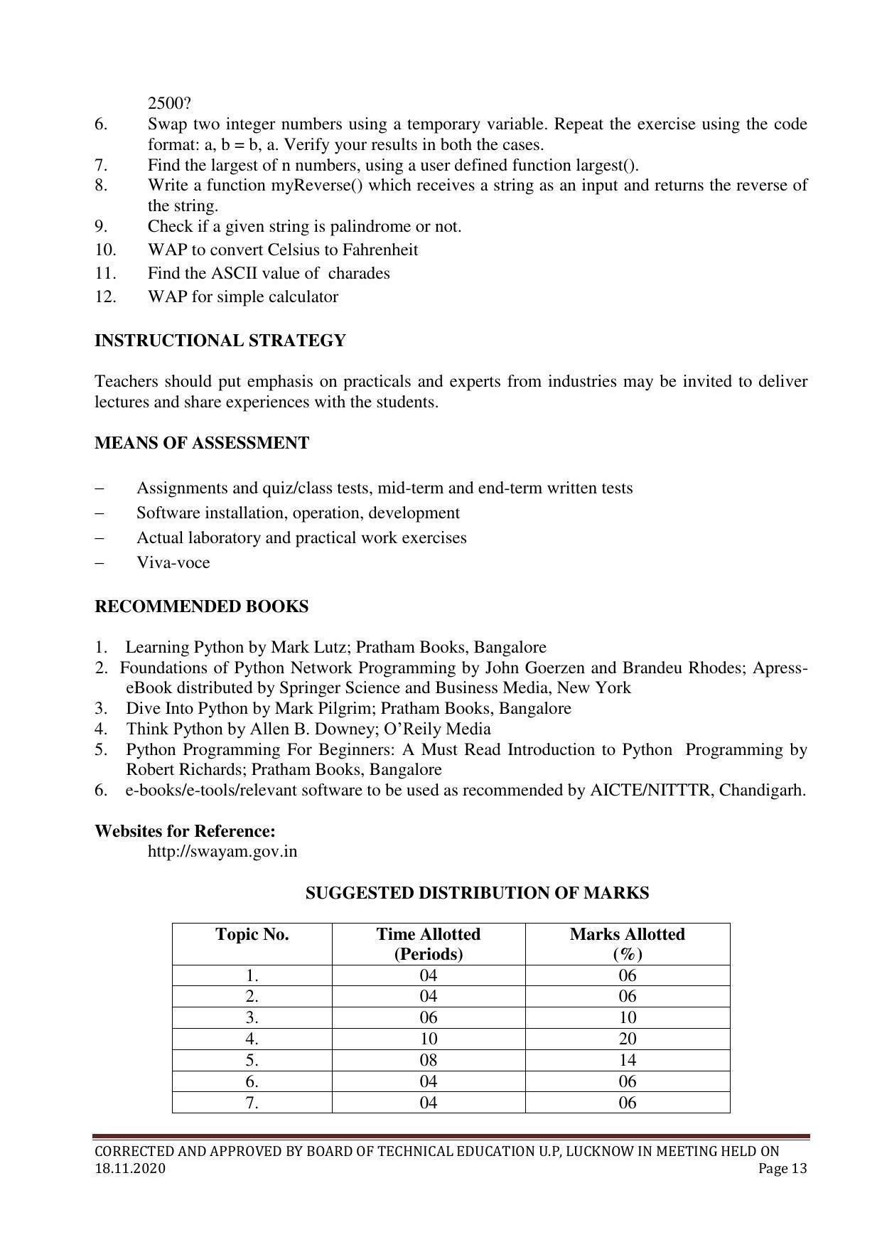 SYLLABUS FOR FIRST SEMESTER SESSION (2020-2021) - FOUR SEMESTER POST GRADUATE DIPLOMA COURSE IN COMPUTER APPLICATION - Page 13