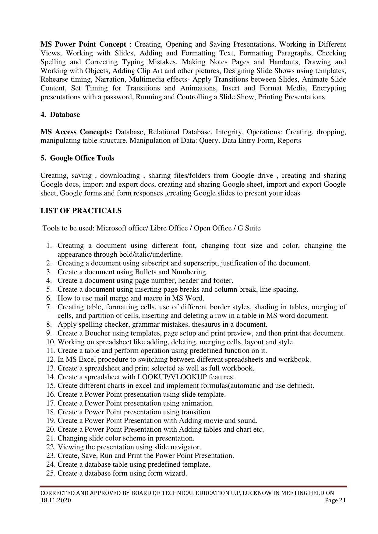 SYLLABUS FOR FIRST SEMESTER SESSION (2020-2021) - FOUR SEMESTER POST GRADUATE DIPLOMA COURSE IN COMPUTER APPLICATION - Page 21