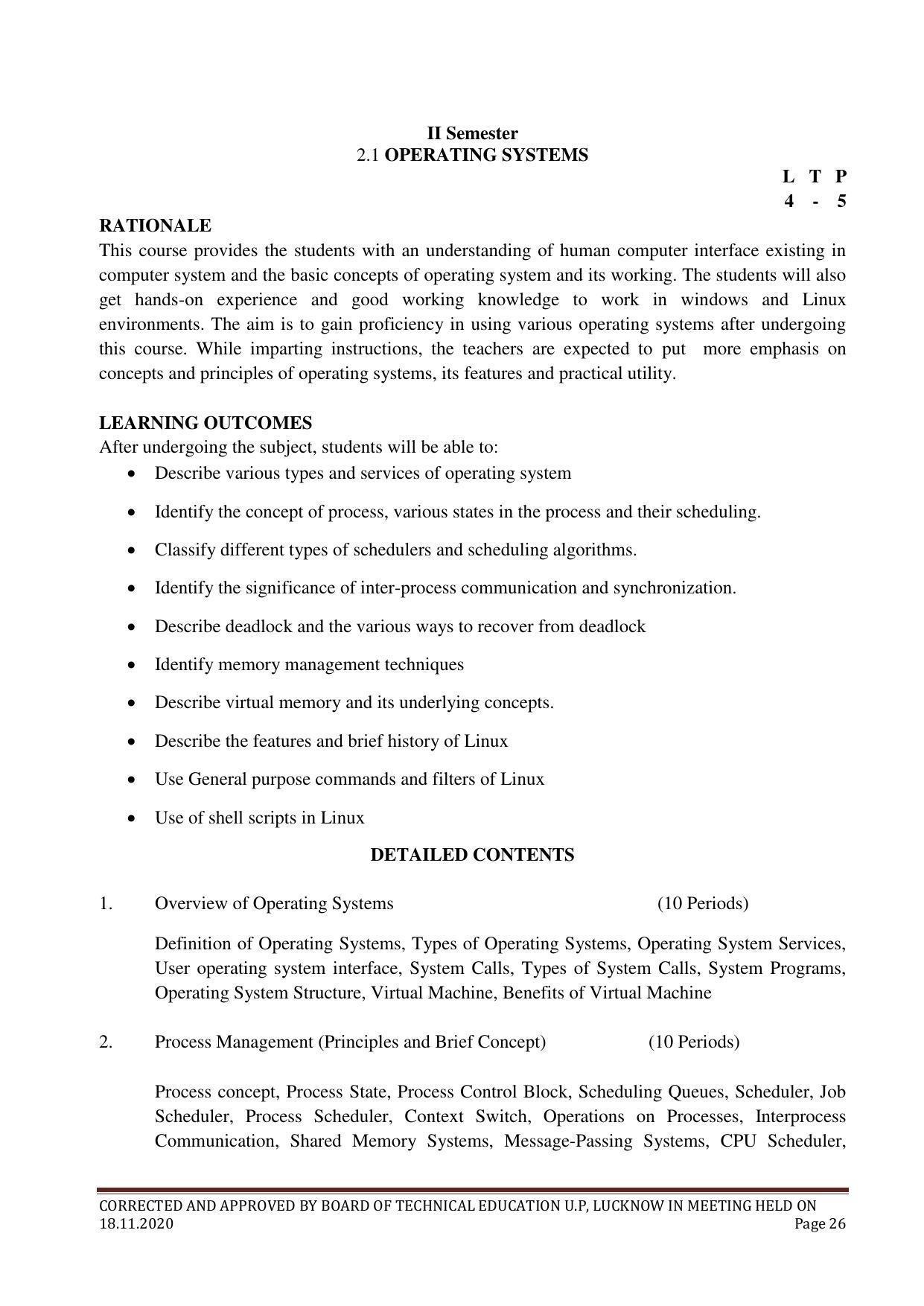 SYLLABUS FOR FIRST SEMESTER SESSION (2020-2021) - FOUR SEMESTER POST GRADUATE DIPLOMA COURSE IN COMPUTER APPLICATION - Page 26