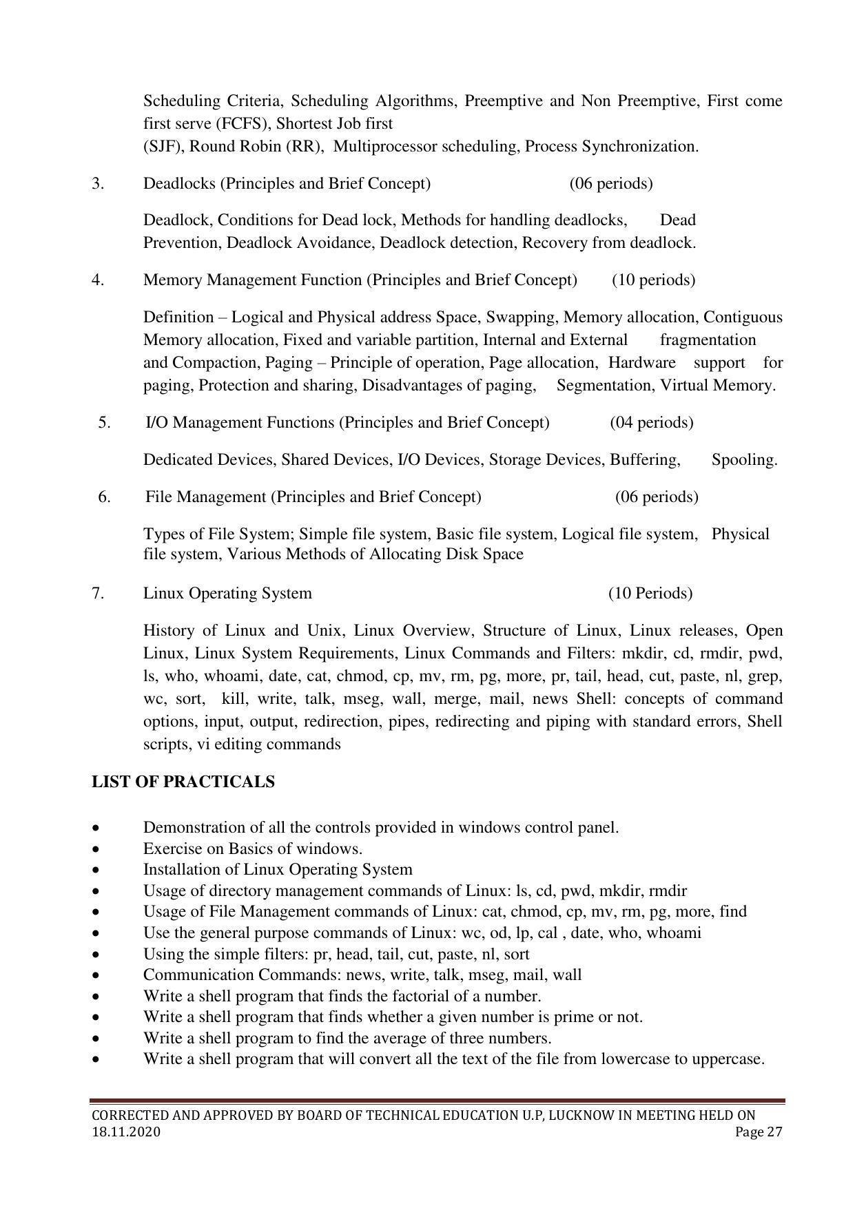 SYLLABUS FOR FIRST SEMESTER SESSION (2020-2021) - FOUR SEMESTER POST GRADUATE DIPLOMA COURSE IN COMPUTER APPLICATION - Page 27