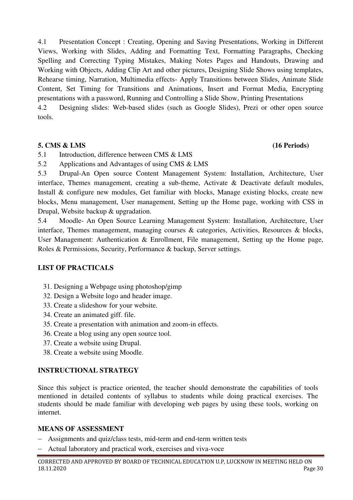 SYLLABUS FOR FIRST SEMESTER SESSION (2020-2021) - FOUR SEMESTER POST GRADUATE DIPLOMA COURSE IN COMPUTER APPLICATION - Page 30