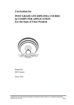 SYLLABUS FOR FIRST SEMESTER SESSION (2020-2021) - FOUR SEMESTER POST GRADUATE DIPLOMA COURSE IN COMPUTER APPLICATION