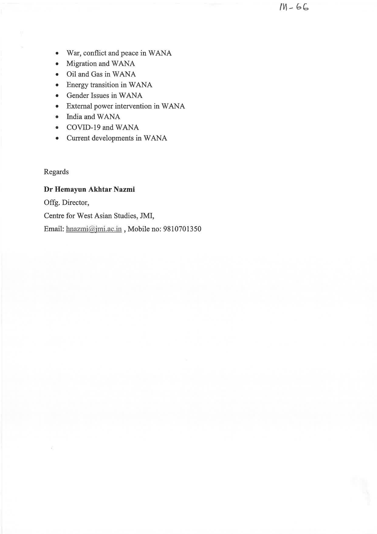 JMI Entrance Exam M66-MA (International Relations- West Asian Studies) Syllabus - Page 2