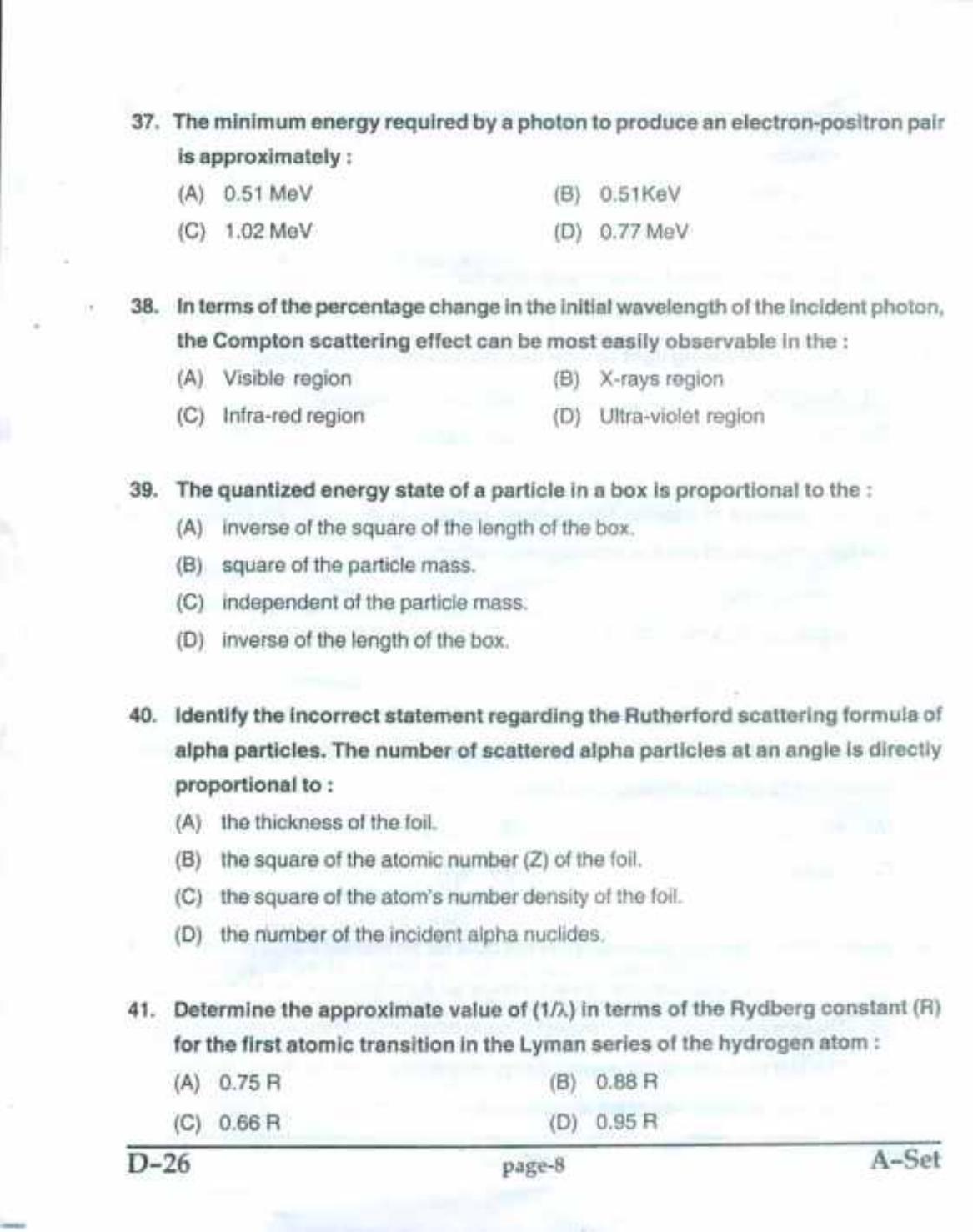PU CET(PG) 2017: M.Sc. Forensic Science & Criminology SET A Question Paper - Page 8
