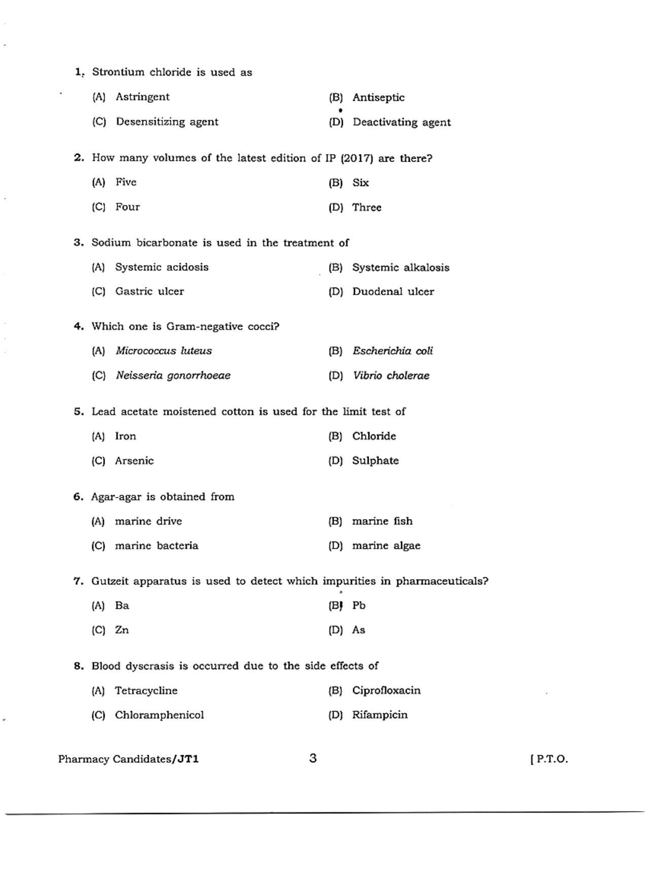 WBJEE  JELET 2018 ( Pharmacy ) - Page 3