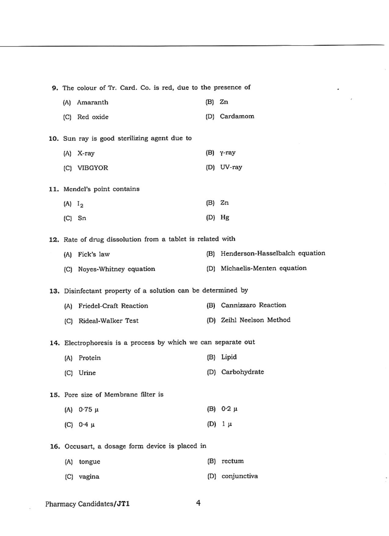 WBJEE  JELET 2018 ( Pharmacy ) - Page 4