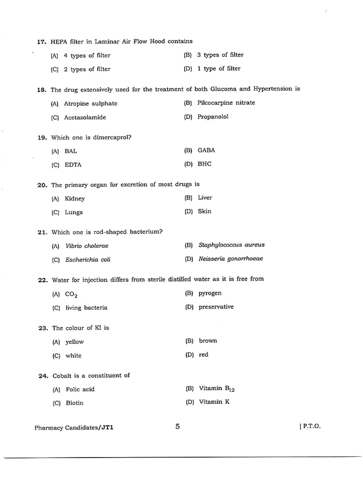 WBJEE  JELET 2018 ( Pharmacy ) - Page 5