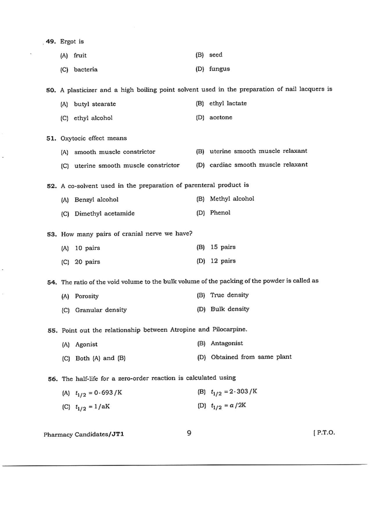 WBJEE  JELET 2018 ( Pharmacy ) - Page 9