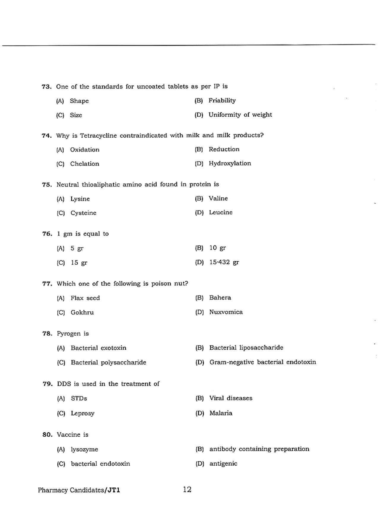 WBJEE  JELET 2018 ( Pharmacy ) - Page 12