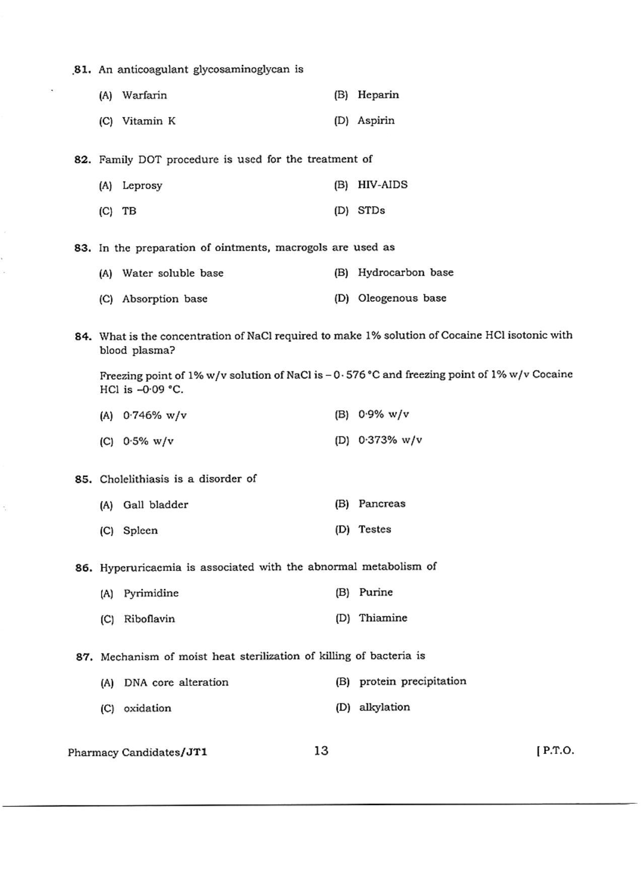 WBJEE  JELET 2018 ( Pharmacy ) - Page 13
