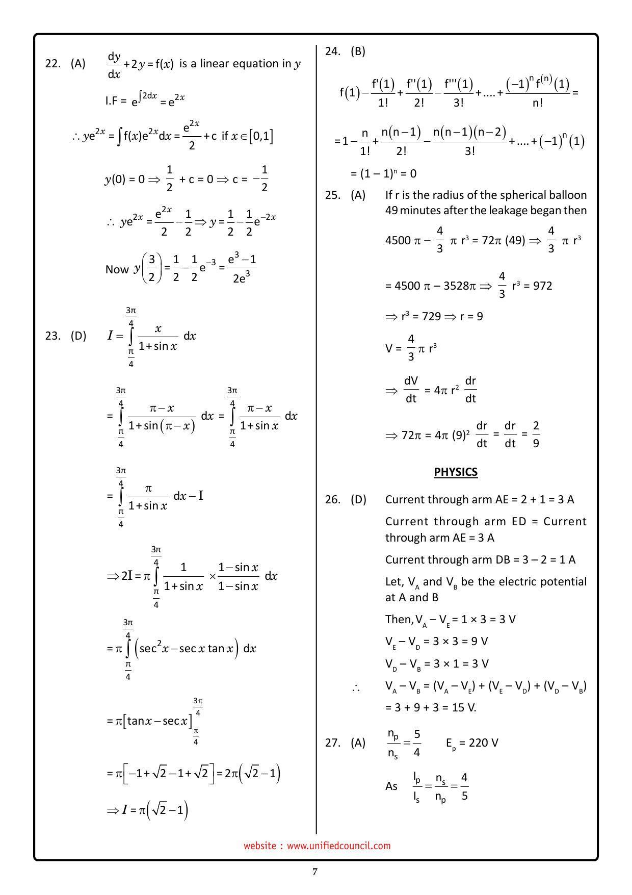 NSTSE 2023 Class 12 PCM Answer Key (Paper Code 489) - Page 7