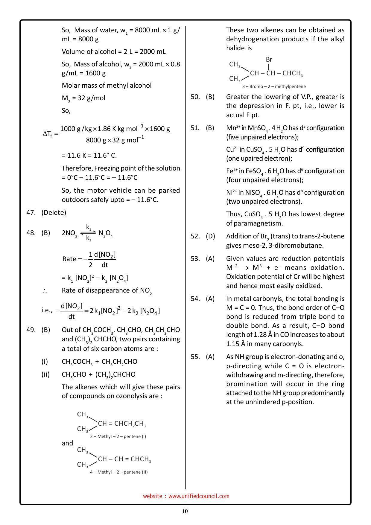 NSTSE 2023 Class 12 PCM Answer Key (Paper Code 489) - Page 10