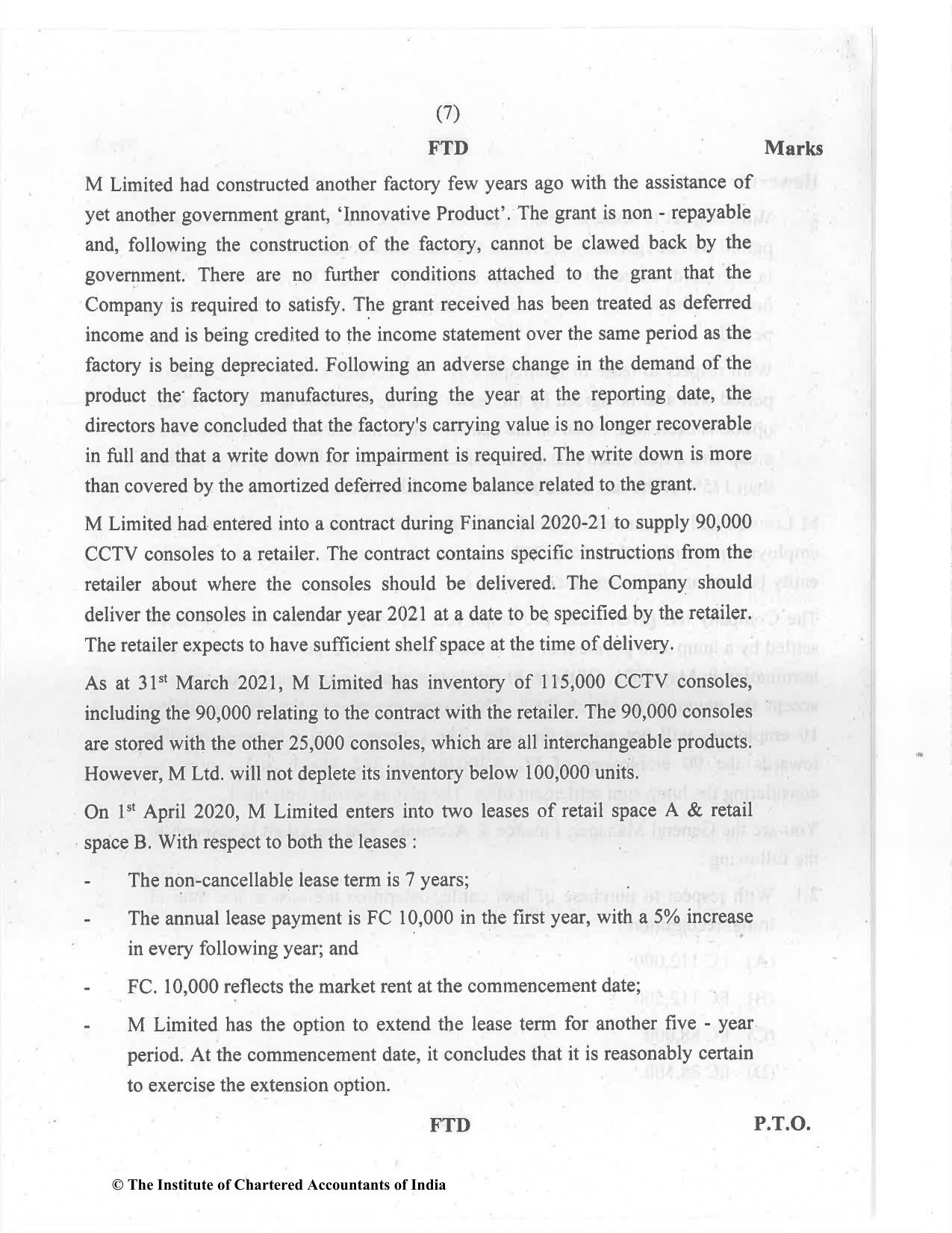 CA Final Jul 2021 Question Paper - Paper 6E – Global Financial Reporting Standards - Page 7