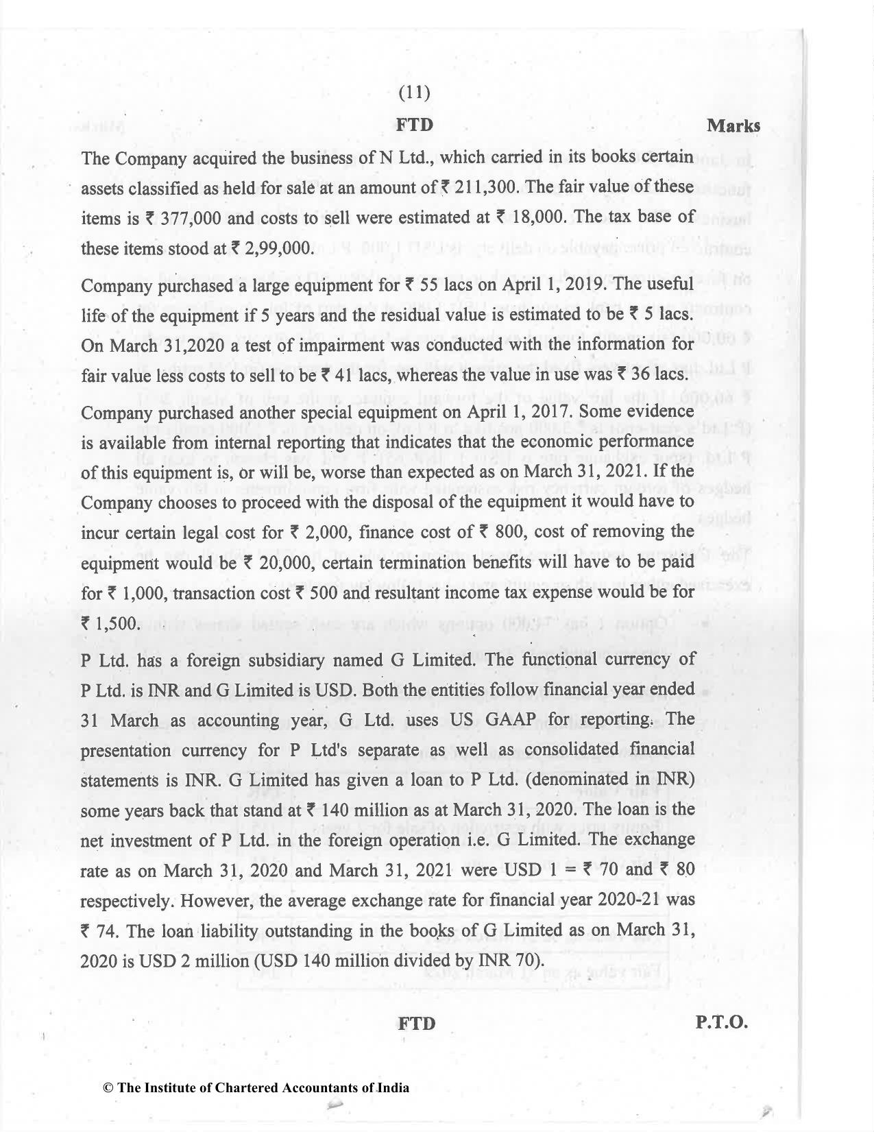 CA Final Jul 2021 Question Paper - Paper 6E – Global Financial Reporting Standards - Page 11